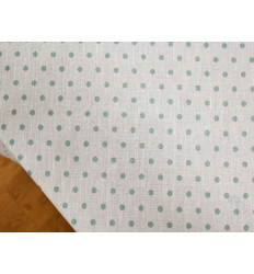 Polilino Blanco con Lunares Verde Agua | Tela Efecto Lino