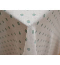 Polilino Blanco con Lunares Verde Agua | Tela Efecto Lino