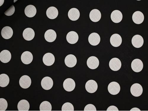 Polilino Negro con Lunares Blancos Grandes | Tela Lunar XL