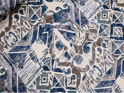 Crepe Estampado Geométrico Azul Étnico | 150 cm