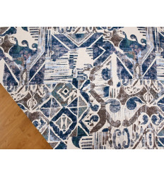 Crepe Estampado Geométrico Azul Étnico | 150 cm