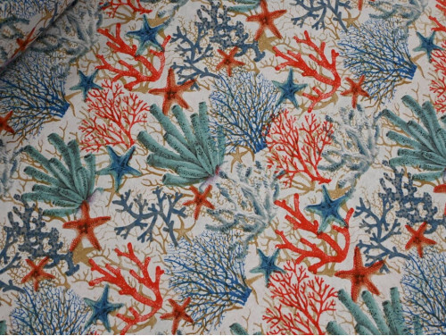 Loneta Coral Marino 280 cm | Tela Decorativa Mediterránea