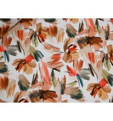 Crepe Elástico Estampado Efecto Pinceladas Tierra