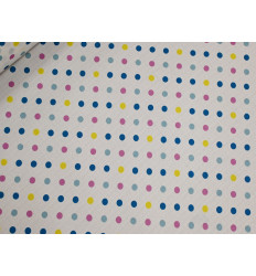Polilino Lunares Multicolor Fondo Blanco 150 cm