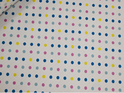 Polilino Estampado Lunares Multicolor Fondo Blanco 150 cm