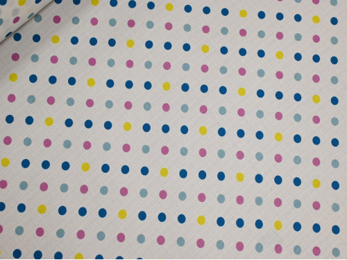 Polilino Lunares Multicolor Fondo Blanco 150 cm