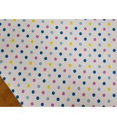 Polilino Lunares Multicolor Fondo Blanco 150 cm