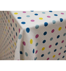 Polilino Lunares Multicolor Fondo Blanco 150 cm