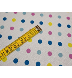 Polilino Lunares Multicolor Fondo Blanco 150 cm