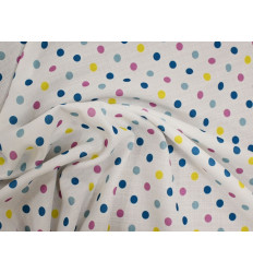 Polilino Lunares Multicolor Fondo Blanco 150 cm