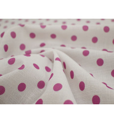 Polilino Lunares Fucsia Fondo Blanco 150 cm