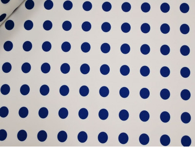 Bielástico Lunares Azul Klein Fondo Blanco 150 cm