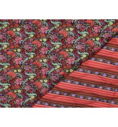 Tela acolchada reversible de flores y rayas — 140 cm