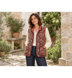 Tela acolchada reversible de flores y rayas — 140 cm