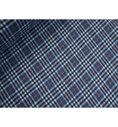 Tela de lana 100 % de cuadros tartán azul y gris