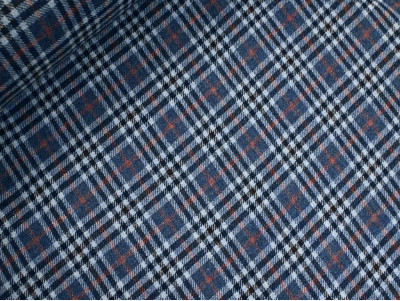 Tela de lana 100 % de cuadros tartán azul y gris