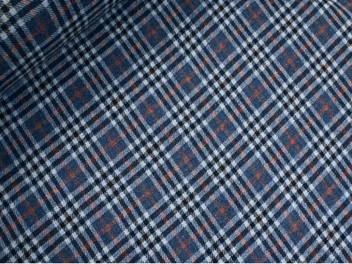 Tela de lana 100 % de cuadros tartán azul y gris