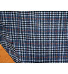 Tela de lana 100 % de cuadros tartán azul y gris