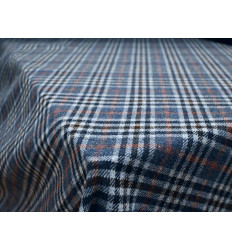 Tela de lana 100 % de cuadros tartán azul y gris