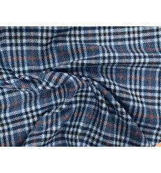 Tela de lana 100 % de cuadros tartán azul y gris