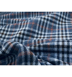 Tela de lana 100 % de cuadros tartán azul y gris