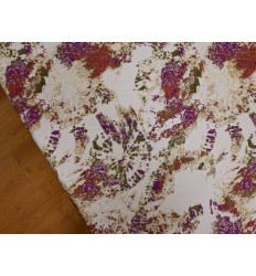 Jacquard en Relieve Abstracto Violeta y Dorado | Textura y Brillo