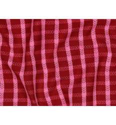 Algodón Dobby de Cuadros Rojo y Rosa | Detalle de Espiga