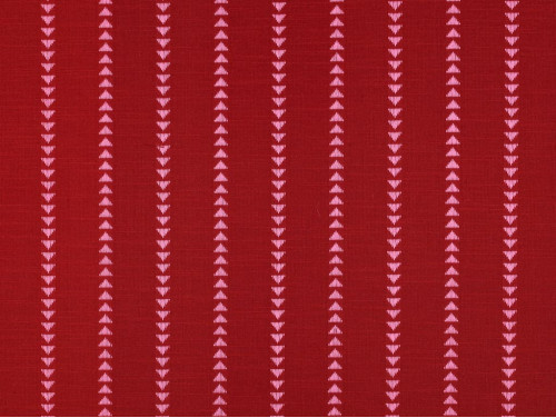 Algodón Dobby Rojo con Triángulos Rosas | Geometría Tejida