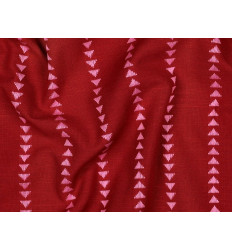 Algodón Dobby Rojo con Triángulos Rosas | Geometría Tejida
