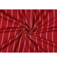 Algodón Dobby Rojo con Triángulos Rosas | Geometría Tejida