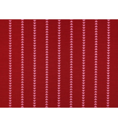 Algodón Dobby Rojo con Triángulos Rosas | Geometría Tejida
