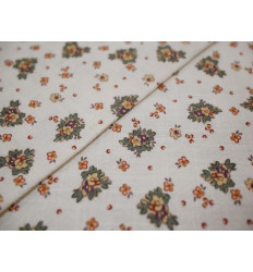 Tela de Algodón Rústico Estampada de Flores Verdes | 100% Algodón - 150 Gr/m²