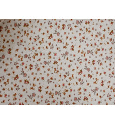 Algodón Rústico con Textura y Rosas Pequeñas sobre Crudo | 100% Algodon - 150 Gr/m²