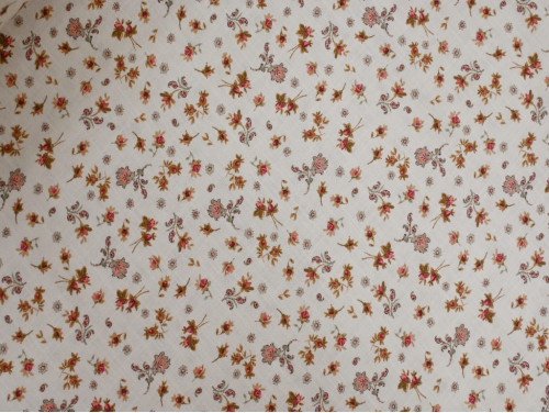 Algodón Rústico con Textura y Rosas Pequeñas sobre Crudo | 100% Algodon - 150 Gr/m²